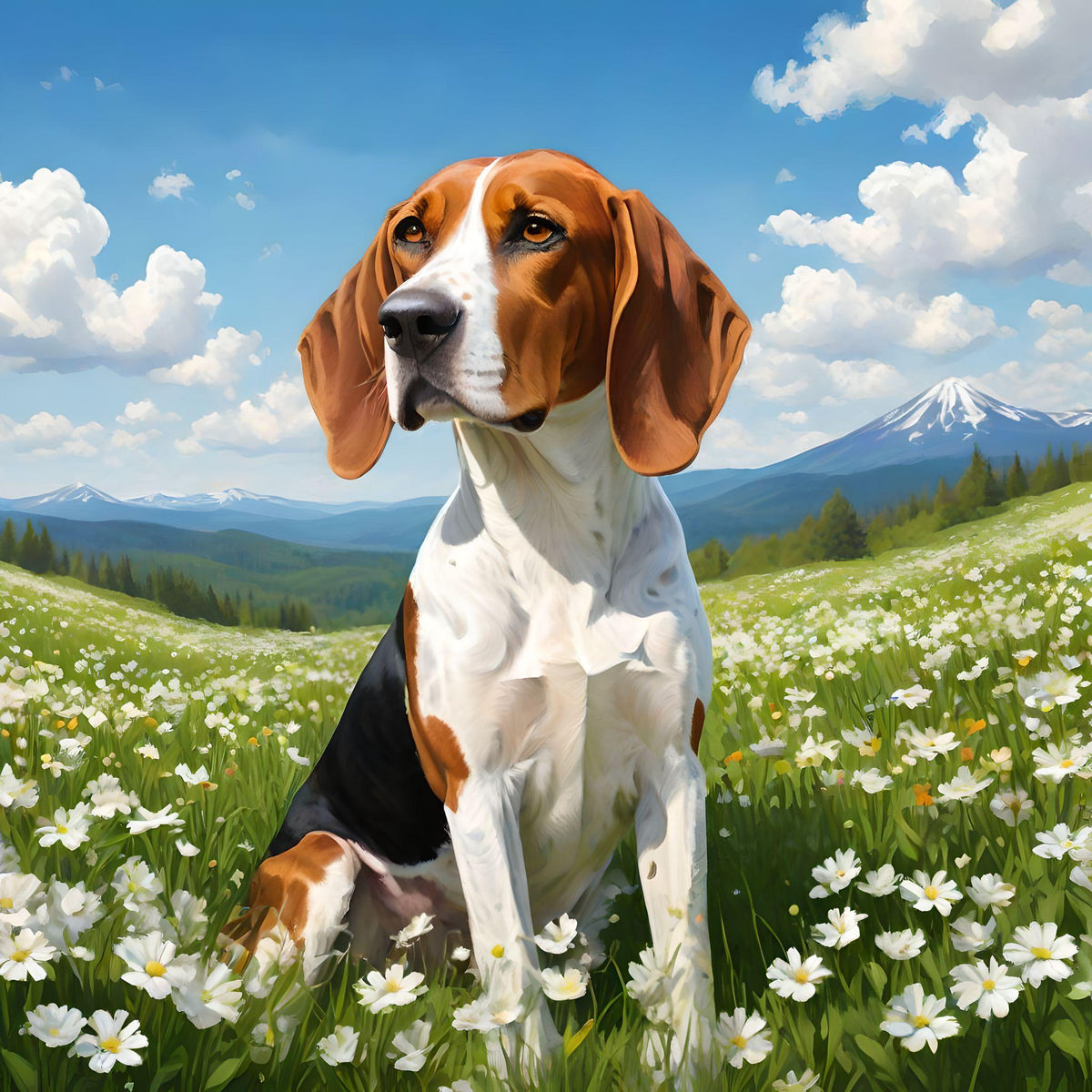 American English Coonhound Meadow Diamond Art Kit