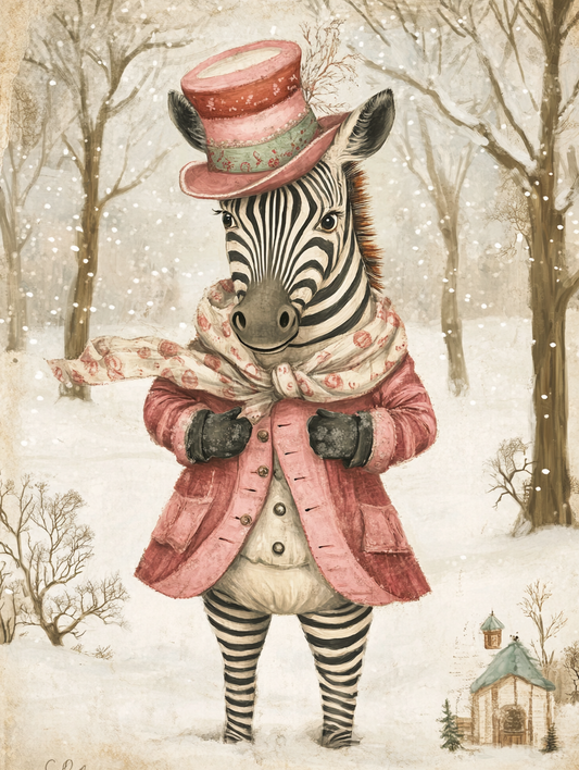 Pink Top Hat Zebra Diamond Art Kit