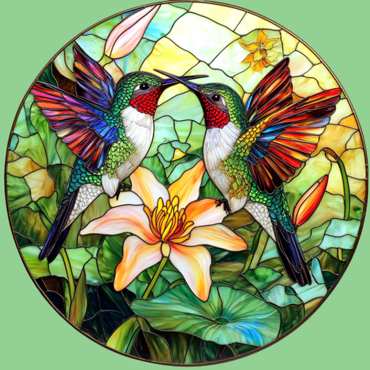 Two Abstract Hummingbird Circle Diamond Art Kit