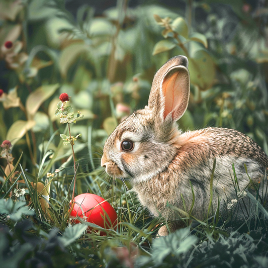 Red Flower Red Egg Bunny Diamond Art Kit
