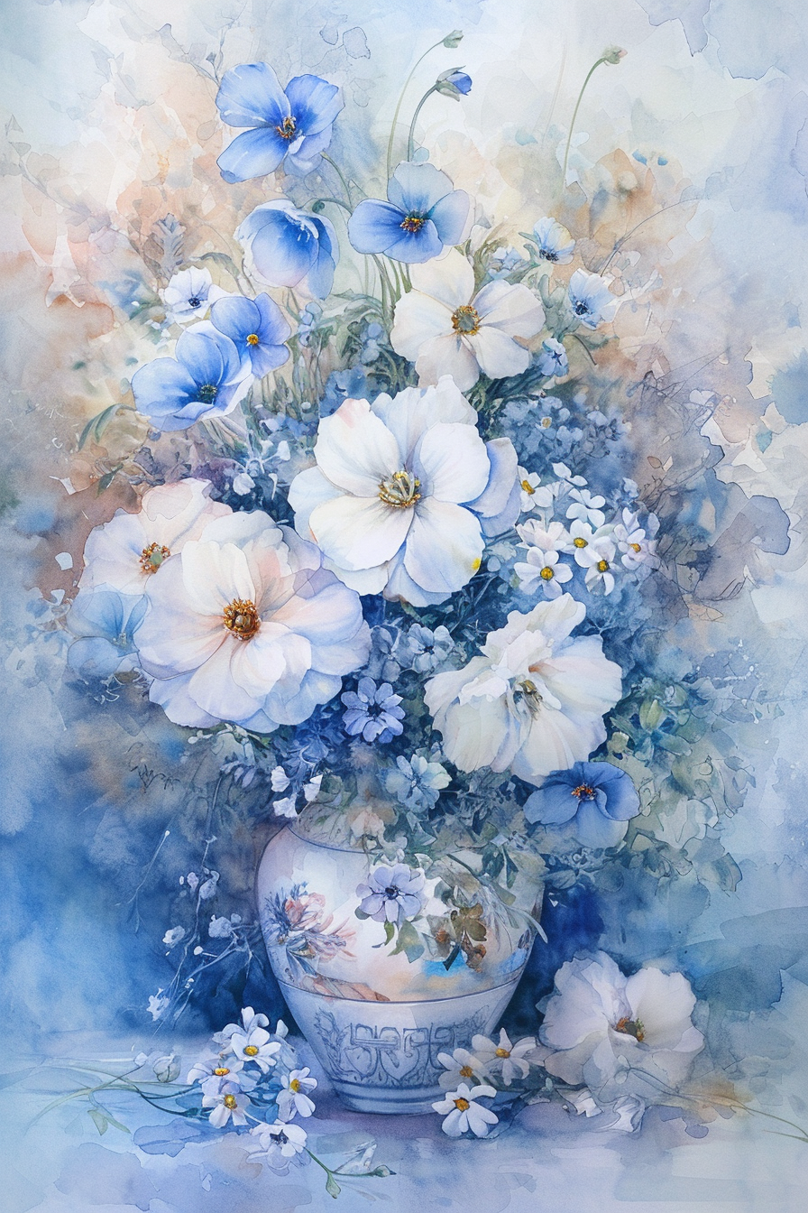 Blue And White Flower Vase Diamond Art Kit