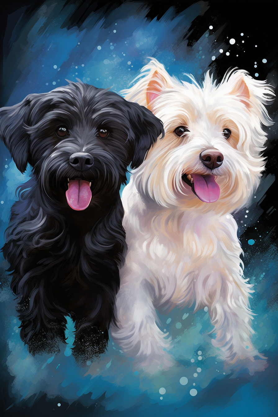 Blackandwhite Dogs Diamond Art Kit