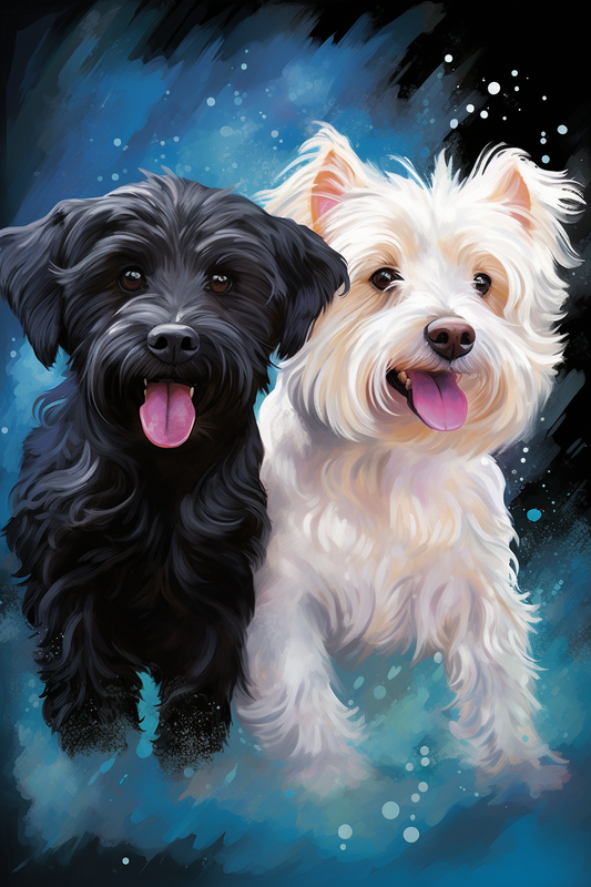 Blackandwhite Dogs Diamond Art Kit