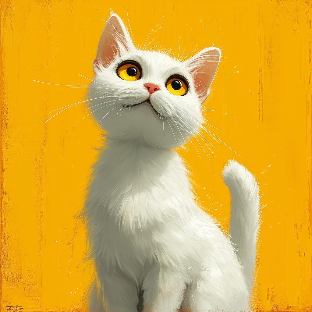 Yellow Eye White Cat Diamond Art Kit