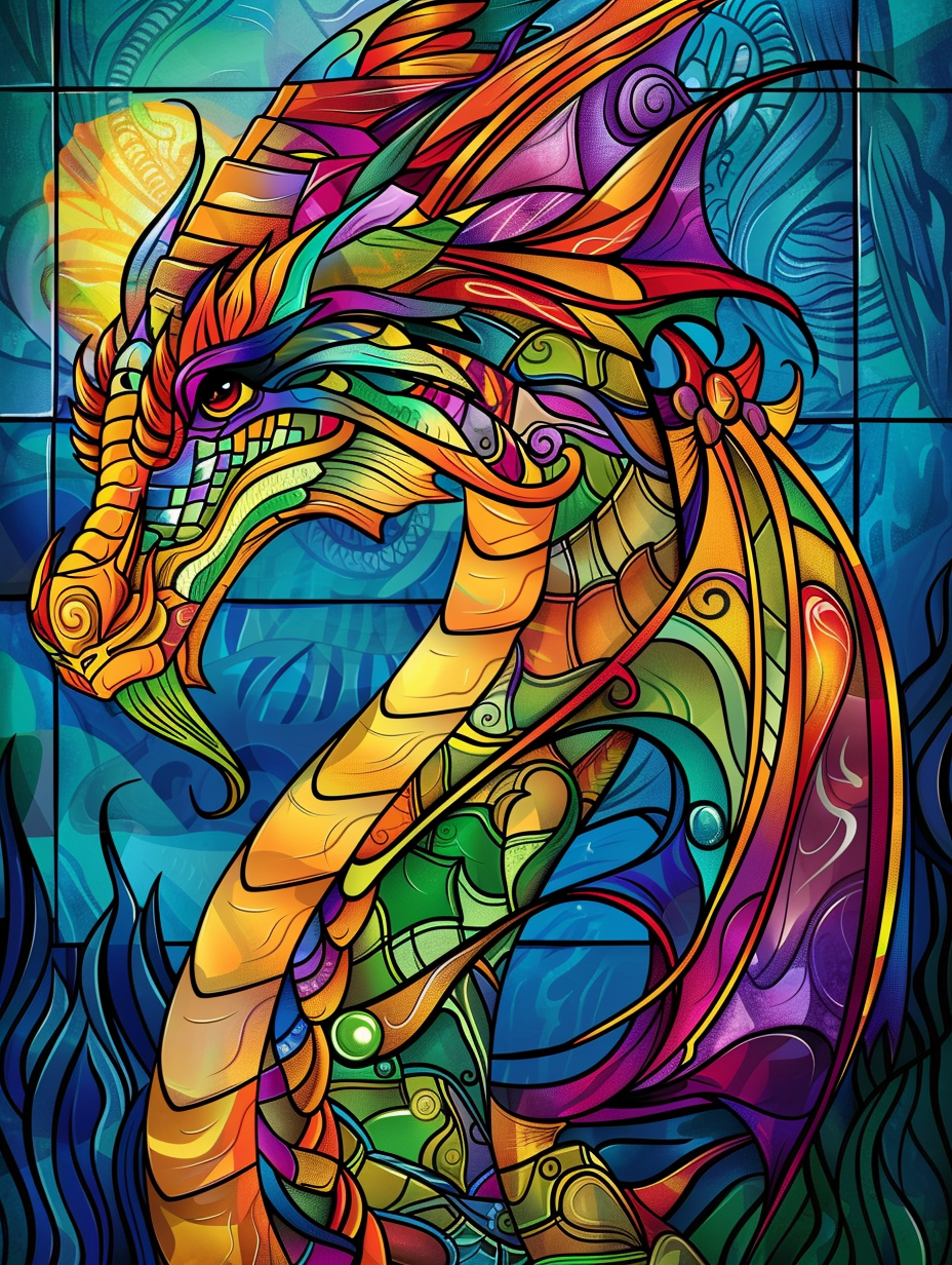 Blue Background Abstract Dragon Diamond Art Kit