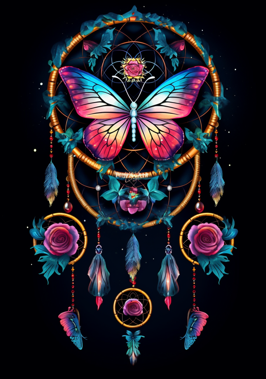 Rainbow Butterfly And Rose Dreamcatcher Diamond Art Kit