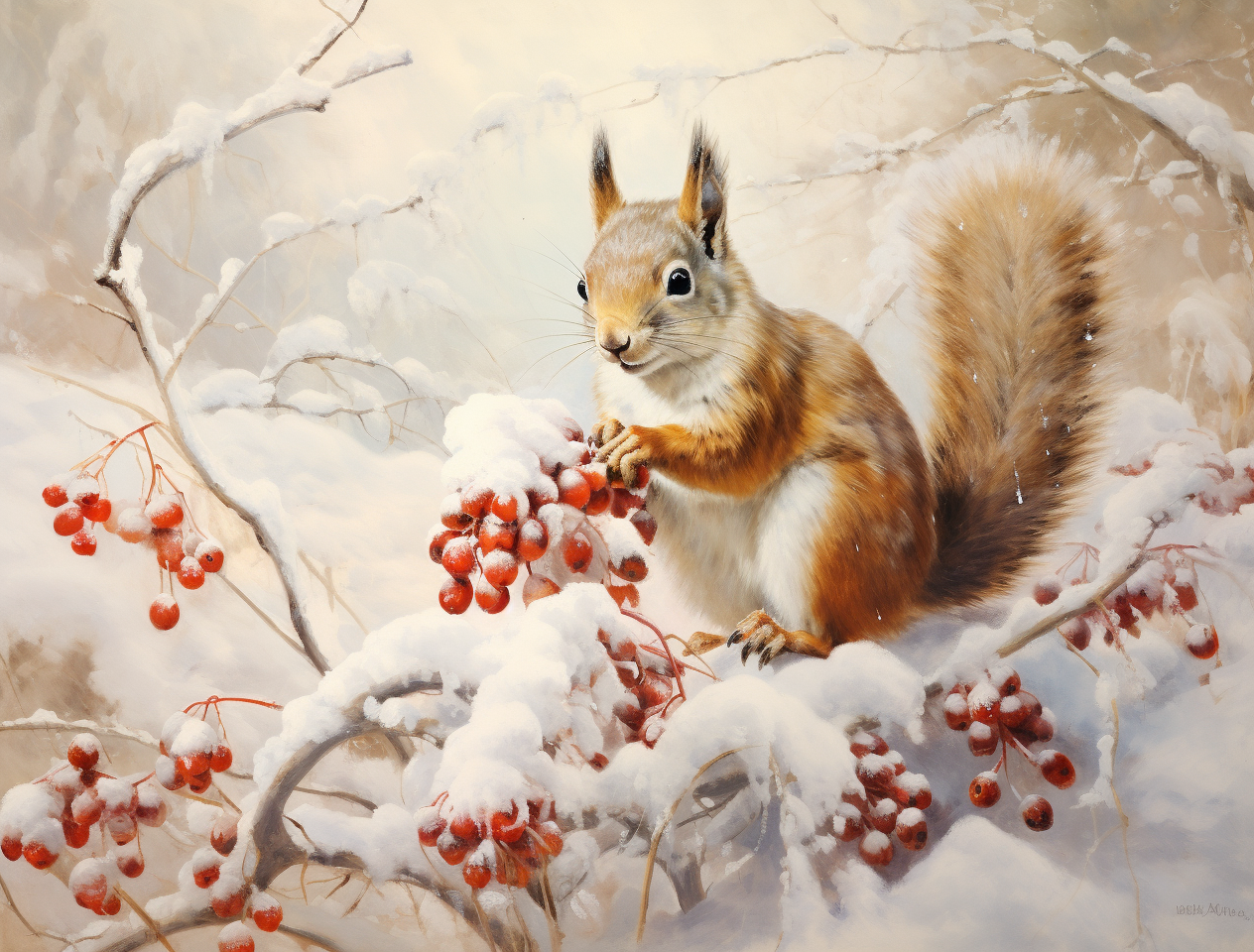 Brown Fluffy Snow Squirrel Diamond Art Kit