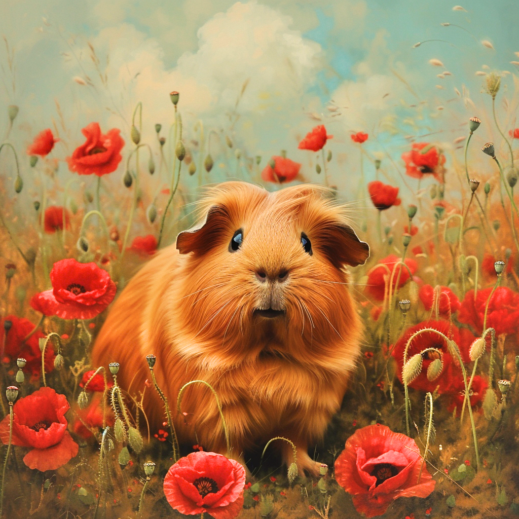 Red Poppy Guinea Pig Diamond Art Kit