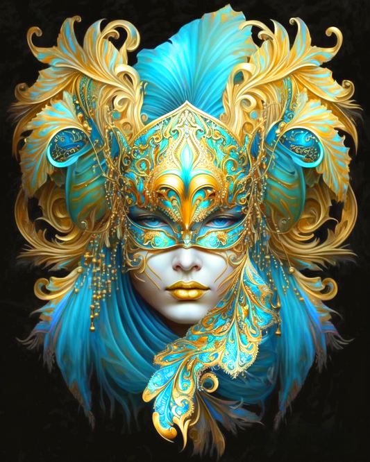 Gold Turquoise Mask Diamond Art Kit