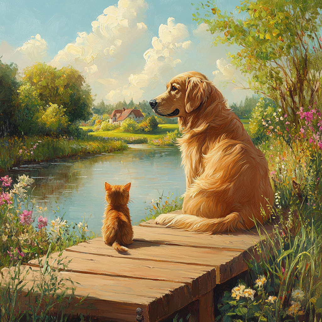 Watching The Water Kitten Dog Diamond Art Kit