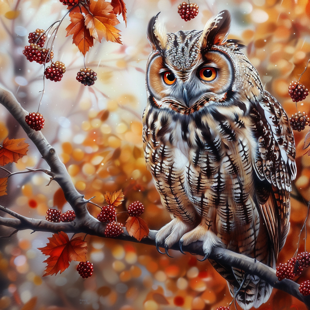 Owl And Berry Bunches Diamond Art Kit