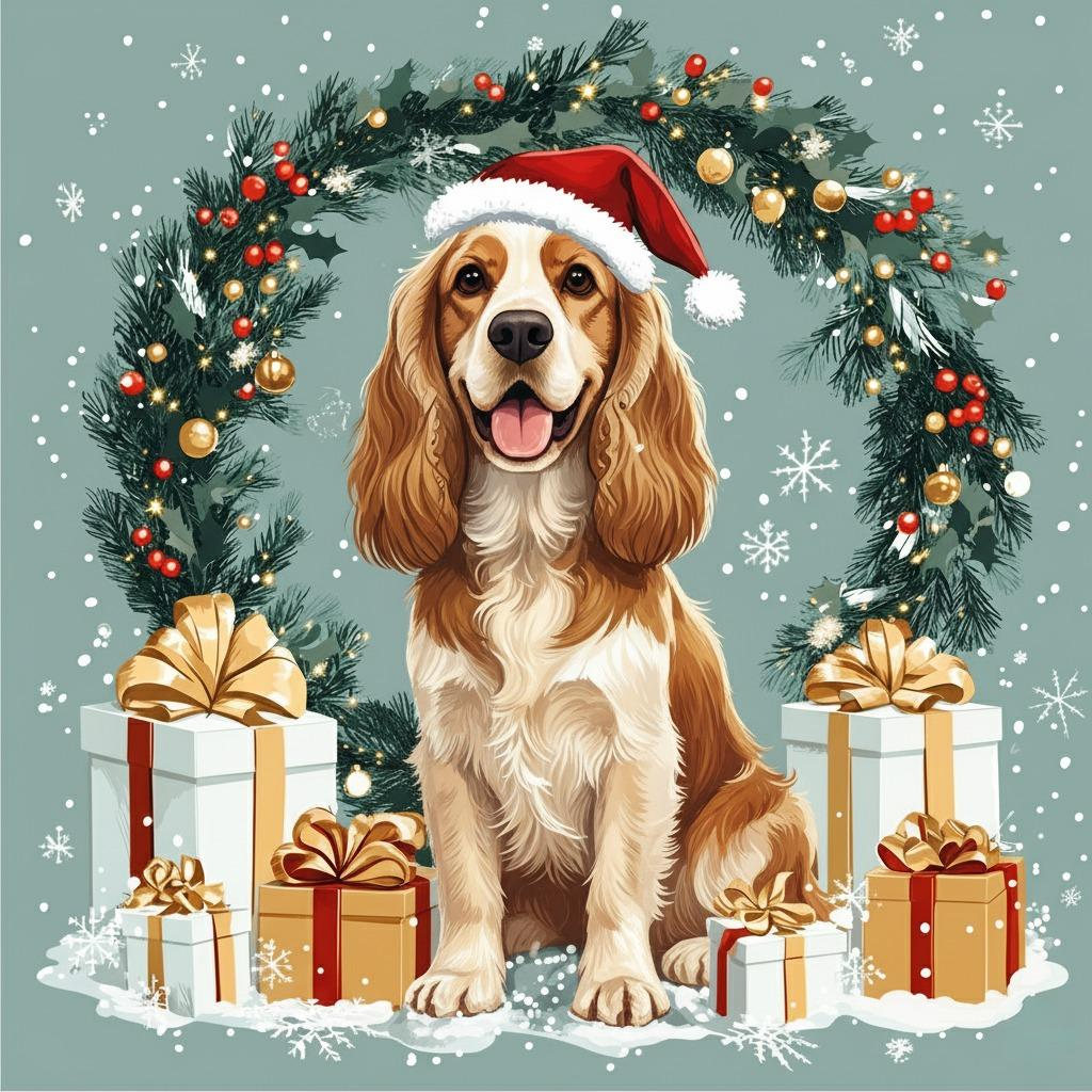 Christmas Arch Cocker Spaniel Diamond Art Kit