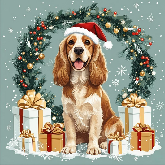 Christmas Arch Cocker Spaniel Diamond Art Kit