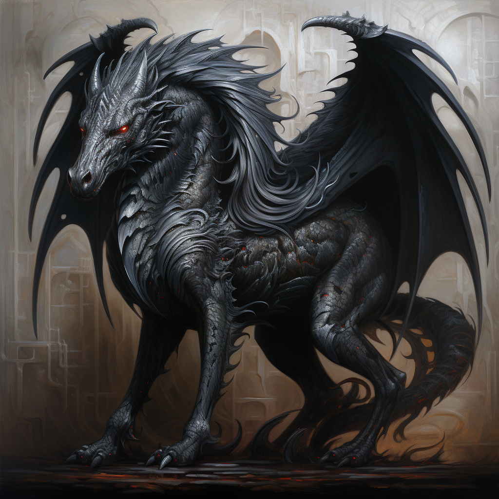Dark Grey Dragon Horse Diamond Art Kit