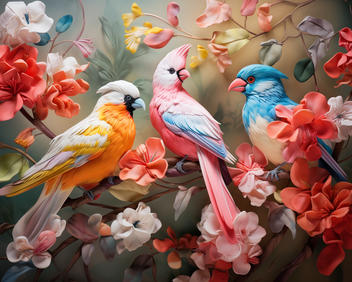 Three Abstract Tropical Birds Diamond Art Kit