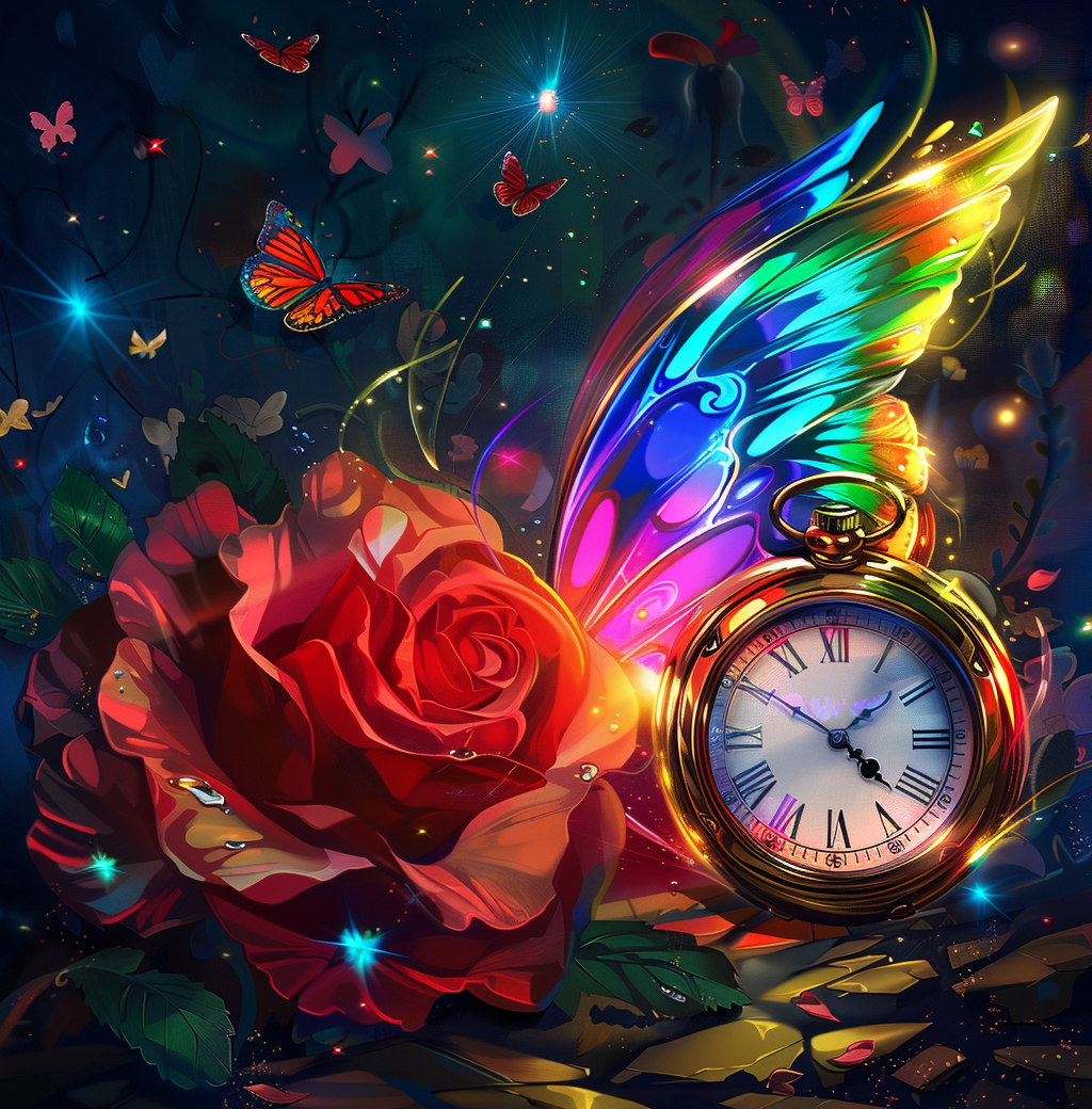 Rose Butterfly Wing Watch Diamond Art Kit