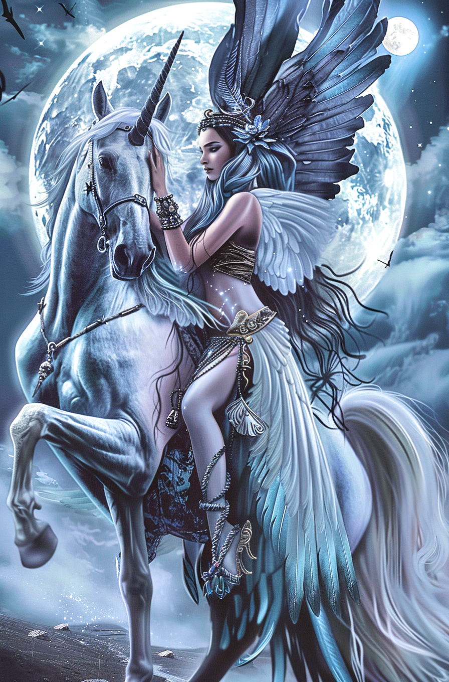 Angel Warrior Moonlight Unicorn Diamond Art Kit