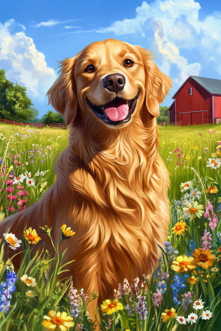 Golden Retriever Farm Diamond Art Kit