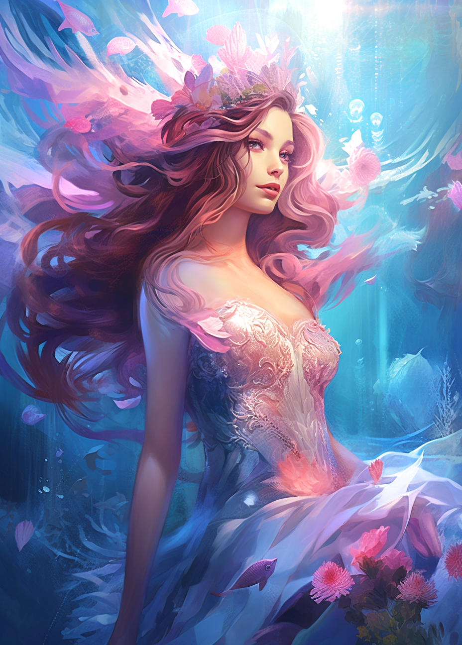 Pink Flower Hair Watergirl Diamond Art Kit