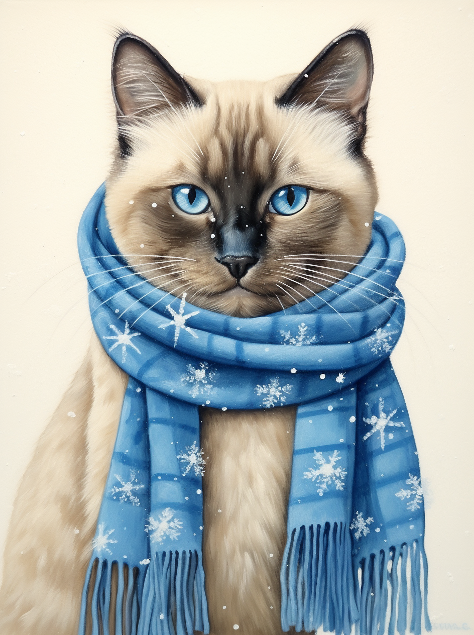 Blue Snowflake Scarf Siamese Diamond Art Kit