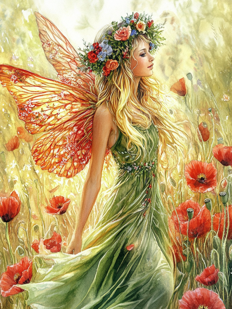 Green Dress Poppy Fairy Diamond Art Kit