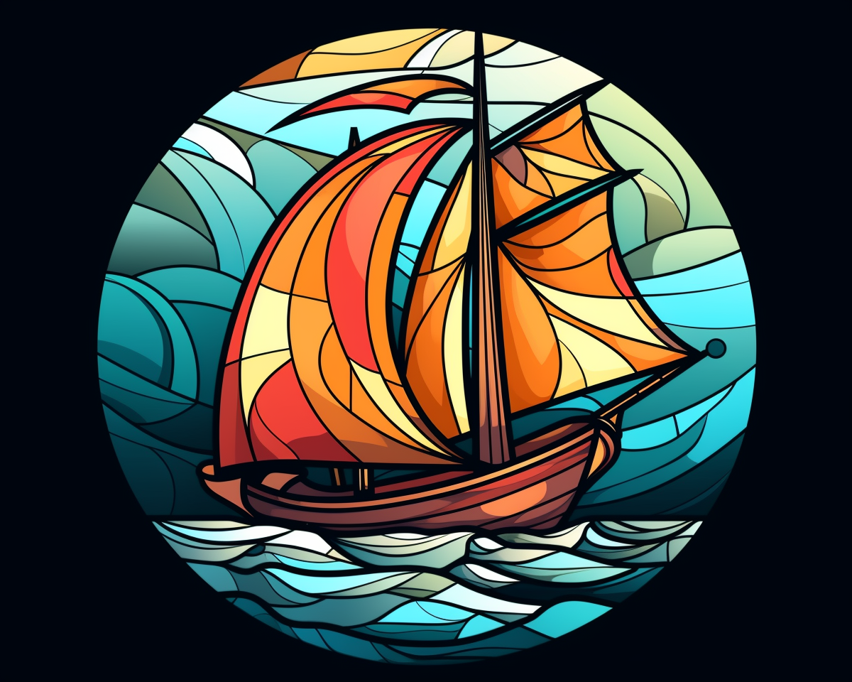 Abstract Sailboat Circle Diamond Art Kit