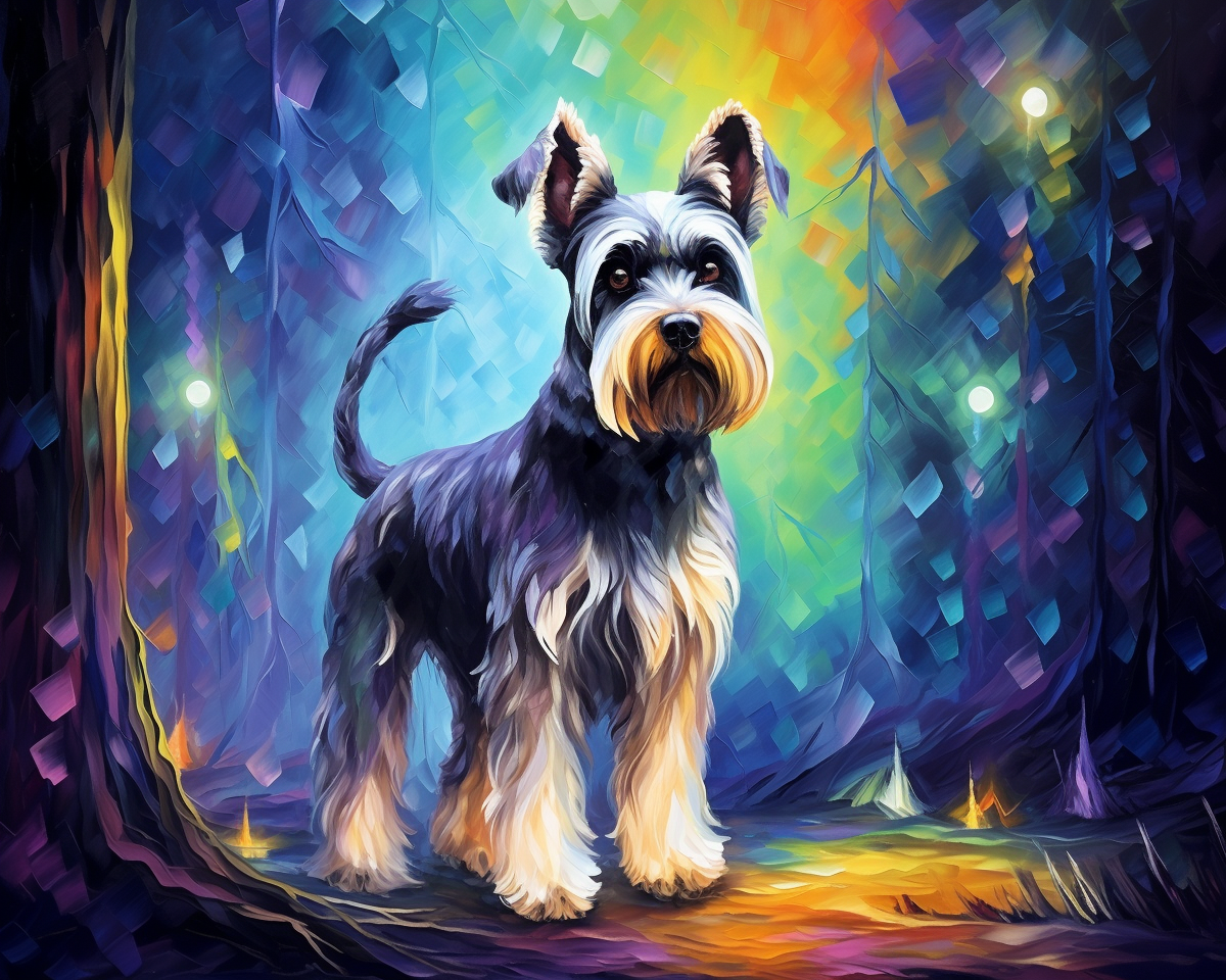 Black Pattern Background Schnauzer Diamond Art Kit