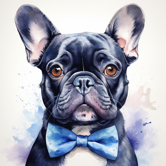 Blue Bowtie Frenchie Diamond Art Kit