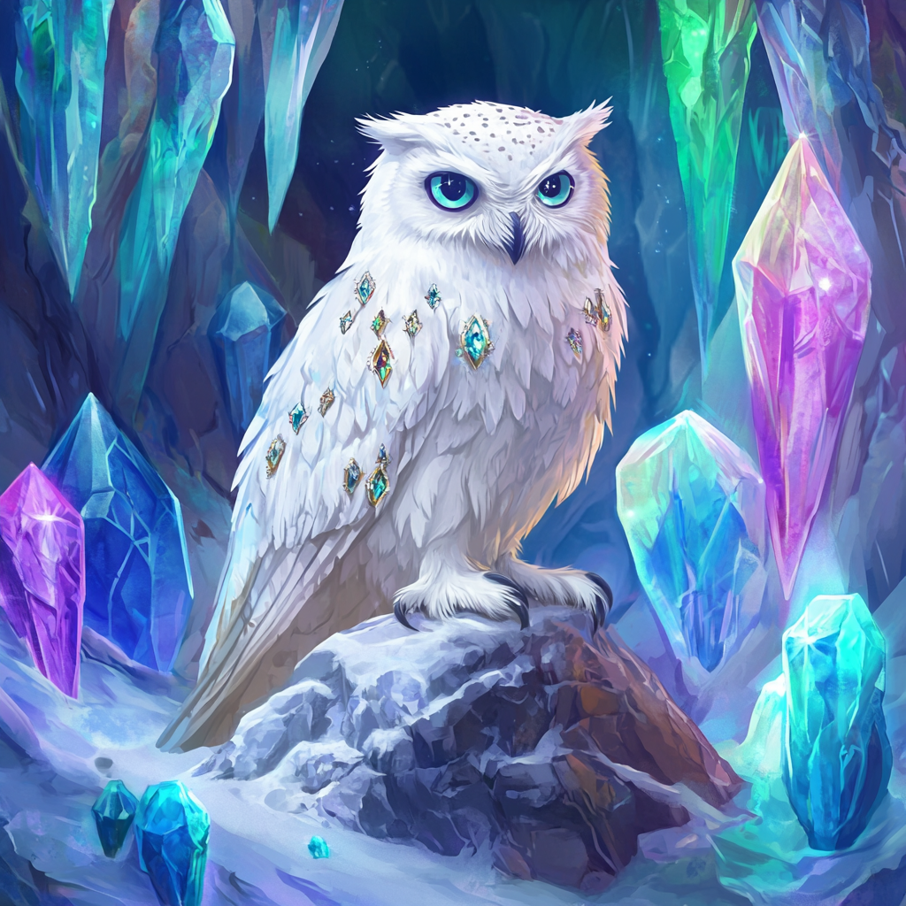 Crystal And Gems White Owl Diamond Art Kit