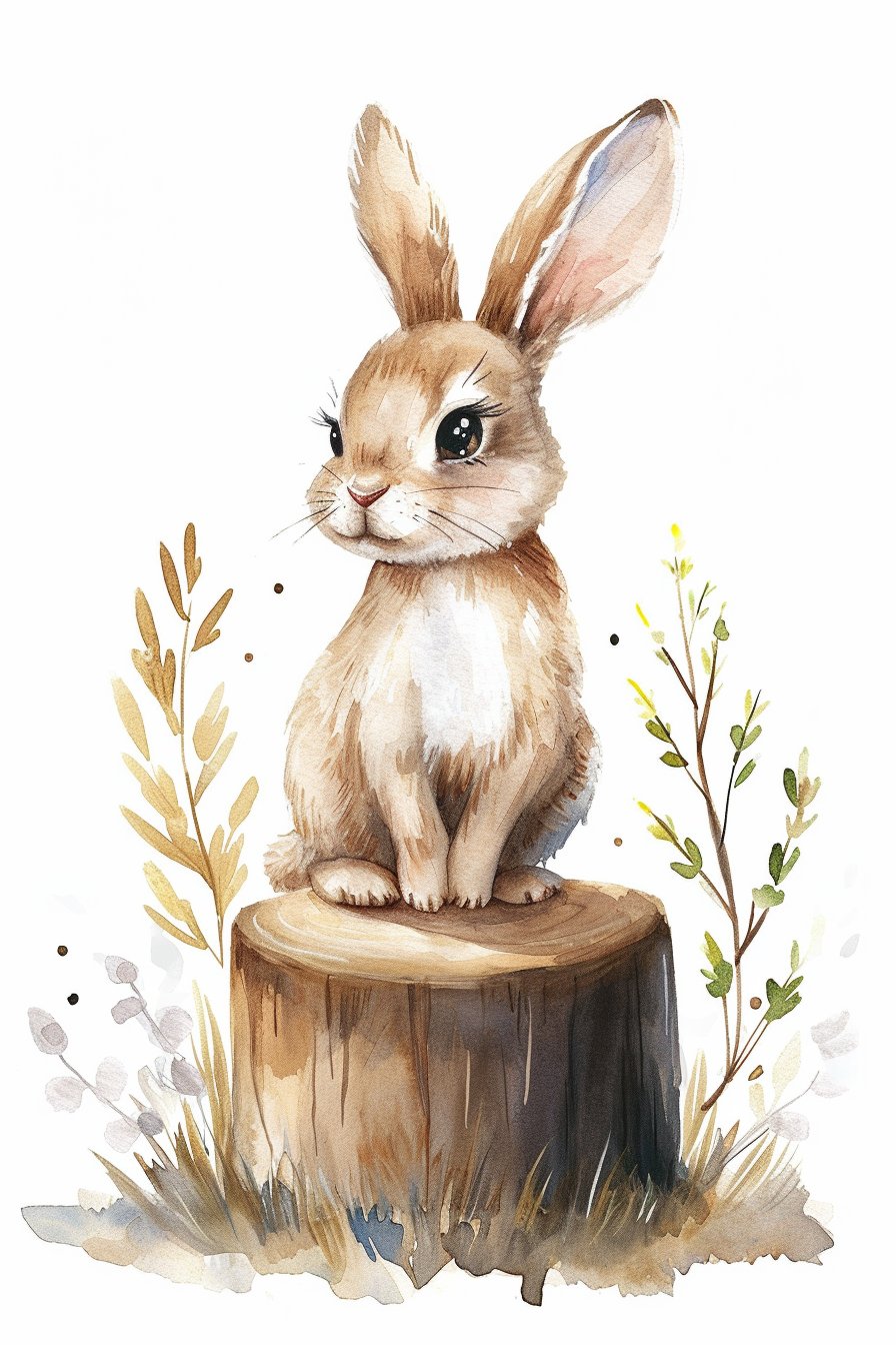 Brown Bunny Watercolor Diamond Art Kit