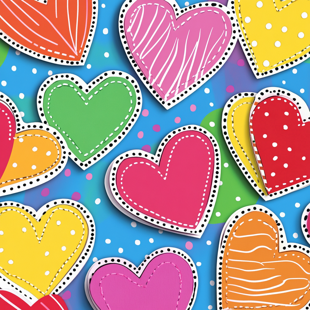 White Outlined Hearts Diamond Art Kit
