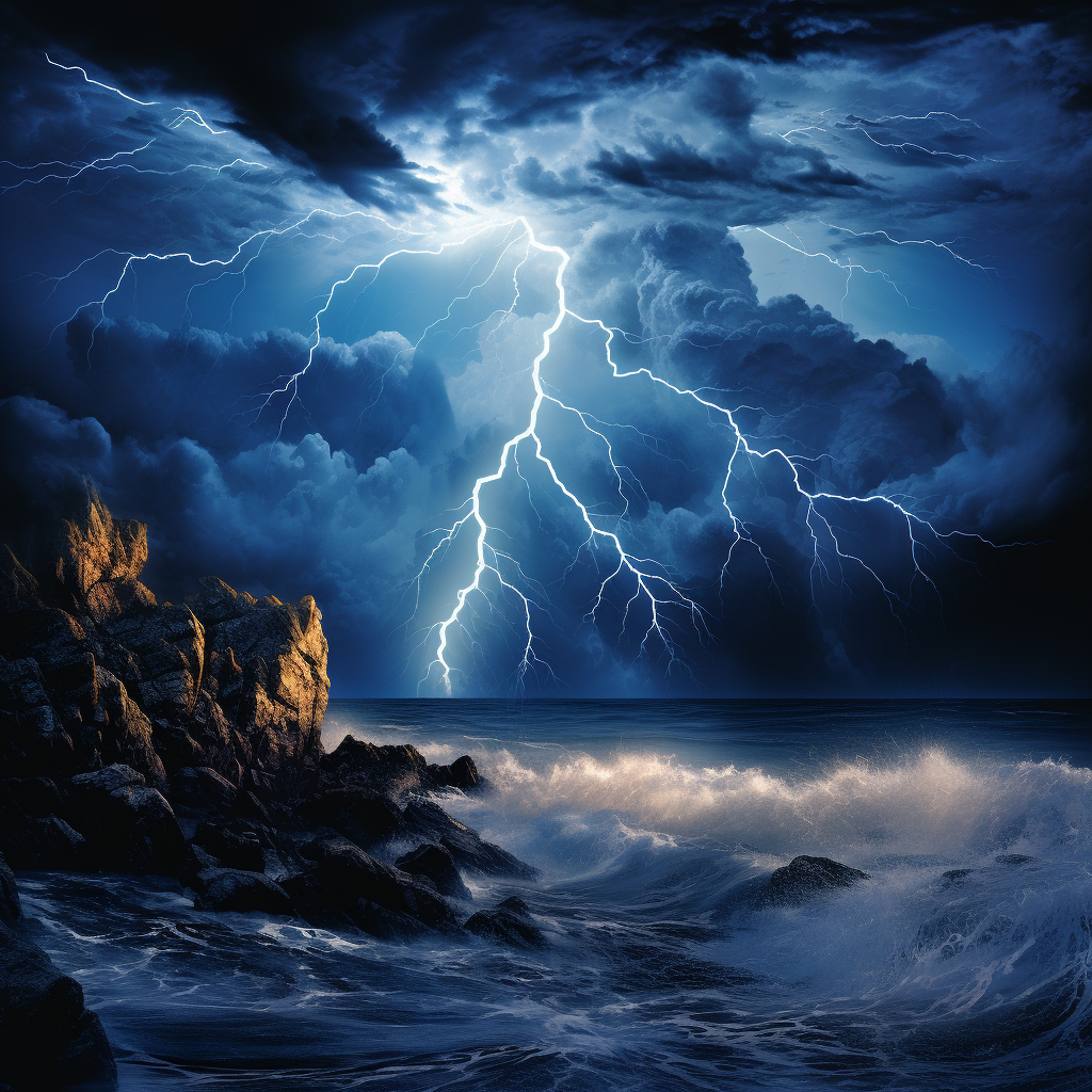 Lightning Storm Sea Cliffs Diamond Art Kit