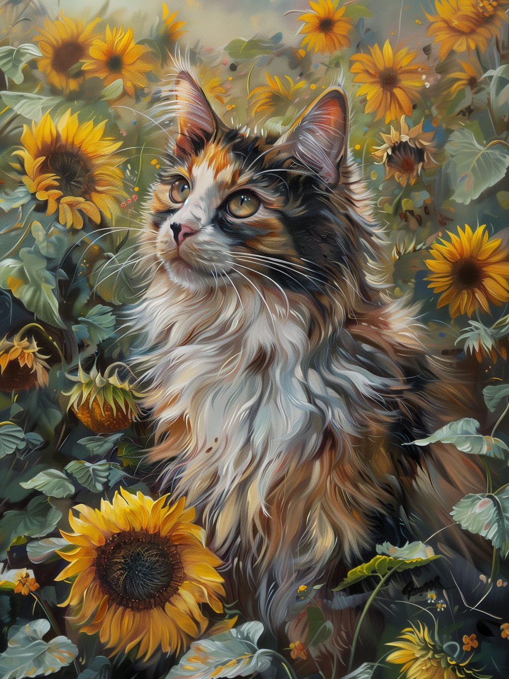Cat In The Sunflowers Diamond Art Kit