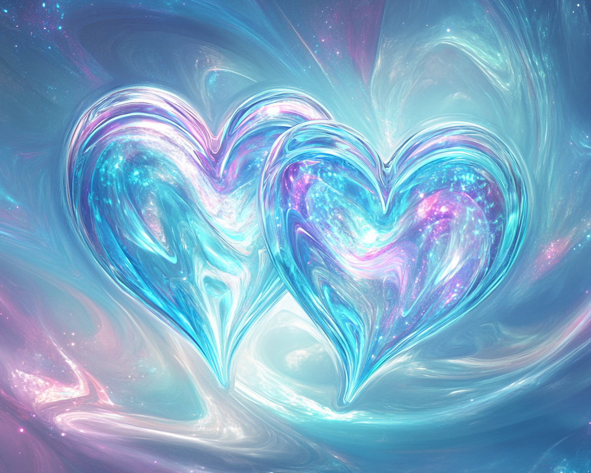Two Aqua Pink Hearts Diamond Art Kit