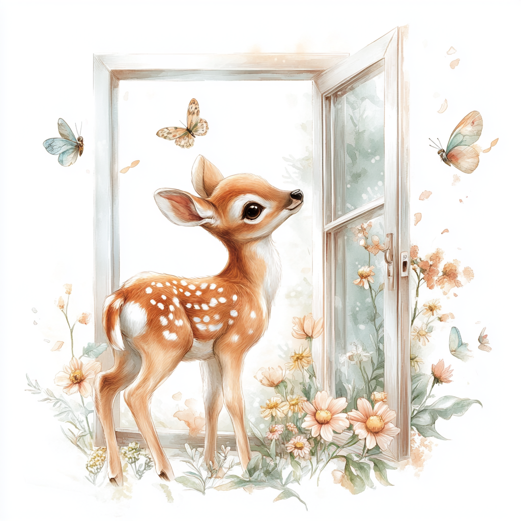 Fawn Open Glass Door Diamond Art Kit