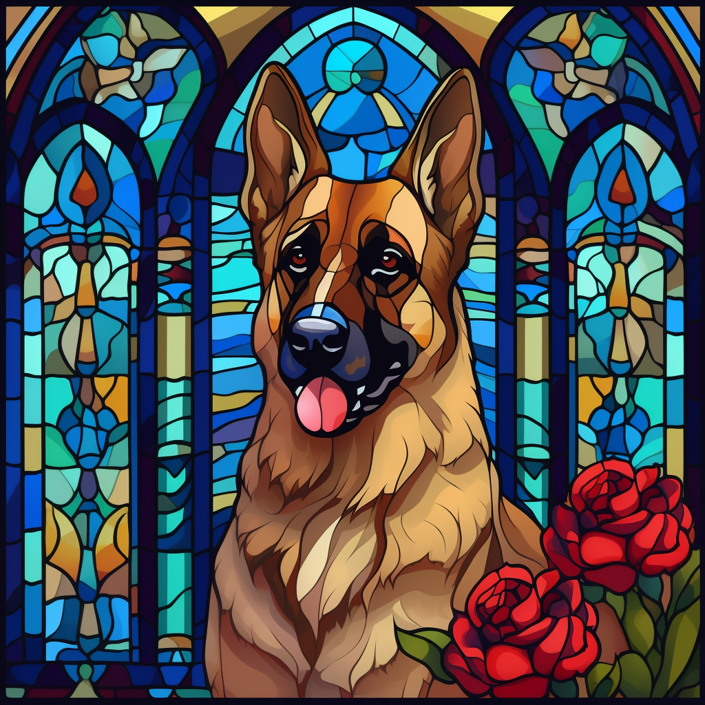 Two Rose German Shepherd Abstract Diamond Art Kit