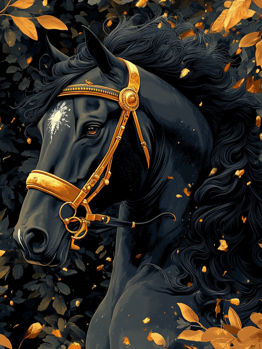 Copper Bridle Black Stallion Diamond Art Kit
