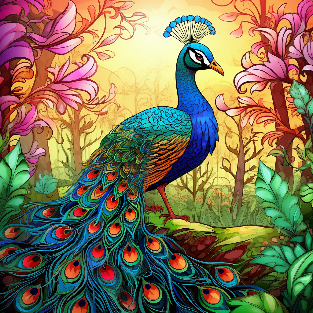 Peacock Abstract Forest Diamond Art Kit