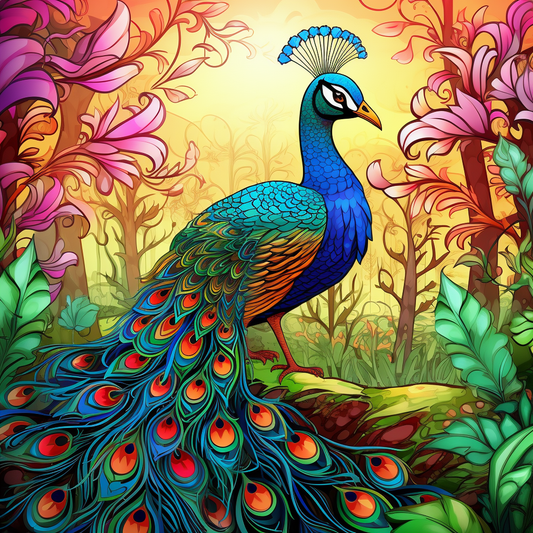 Peacock Abstract Forest Diamond Art Kit