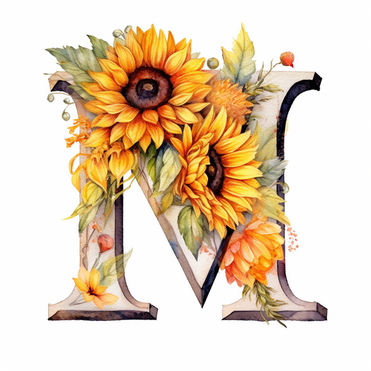 Sunflower Letter M Diamond Art Kit