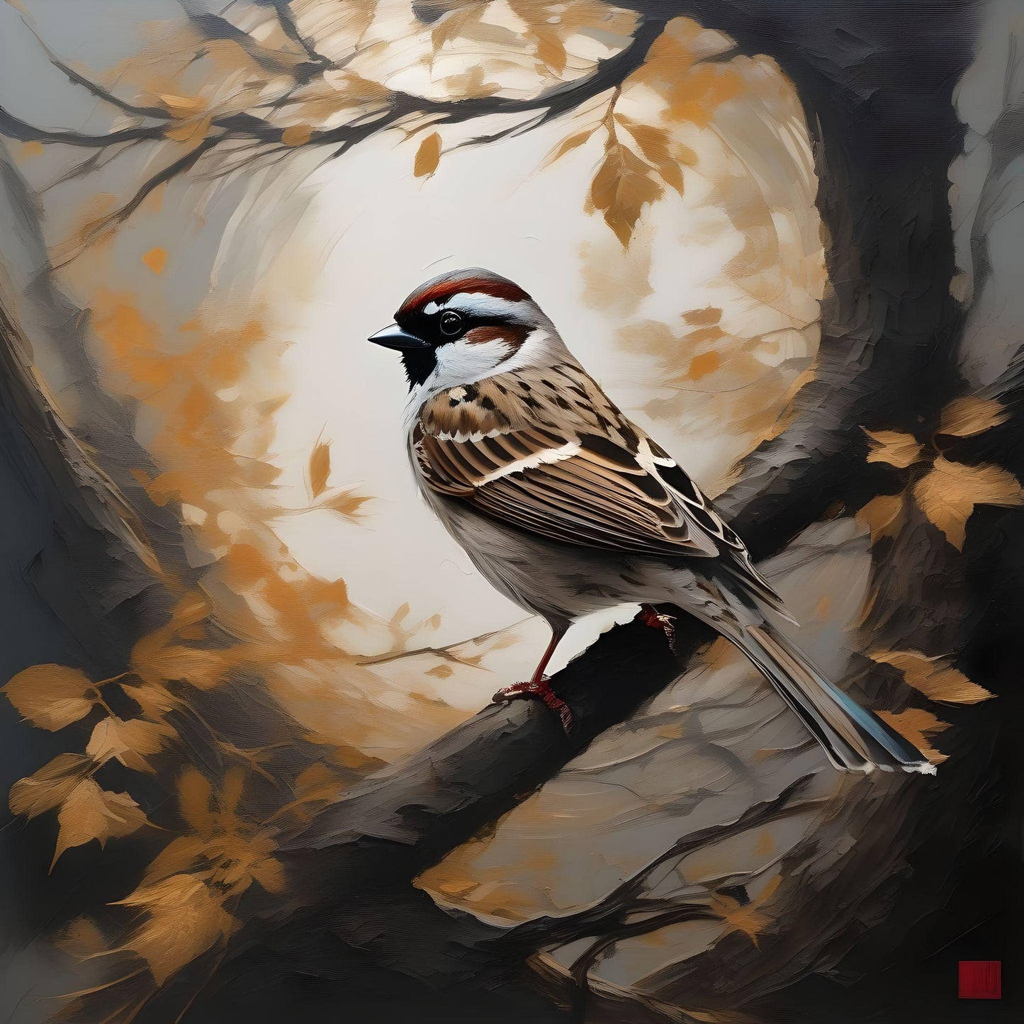 Autum Leaves Sparrow Diamond Art Kit