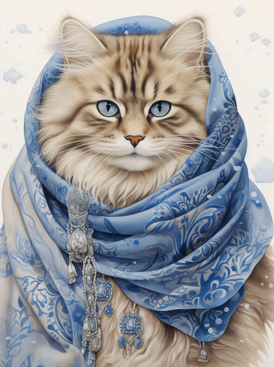 Russian Scarf Cat Diamond Art Kit