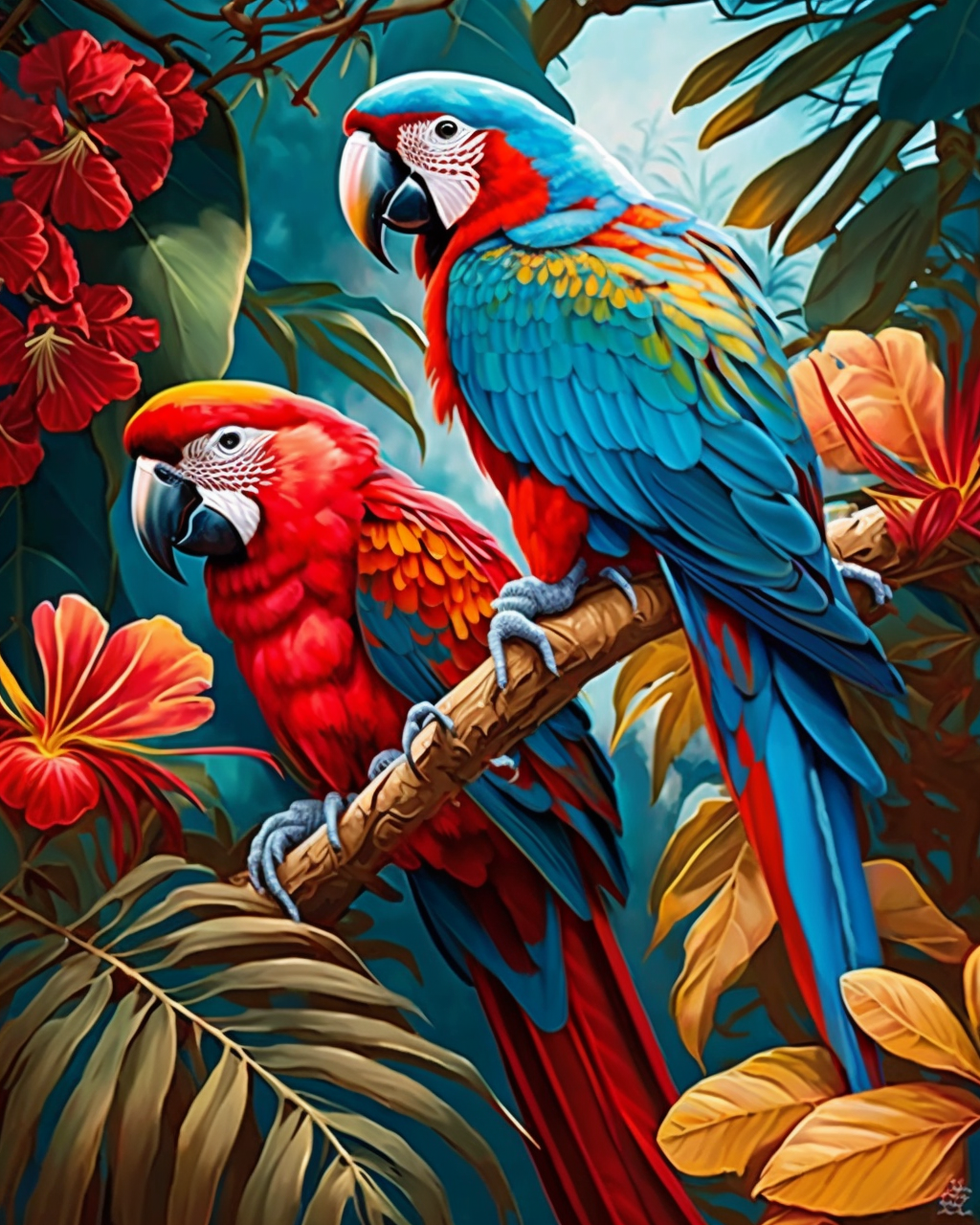 Red Light Blue Macaw Diamond Art Kit