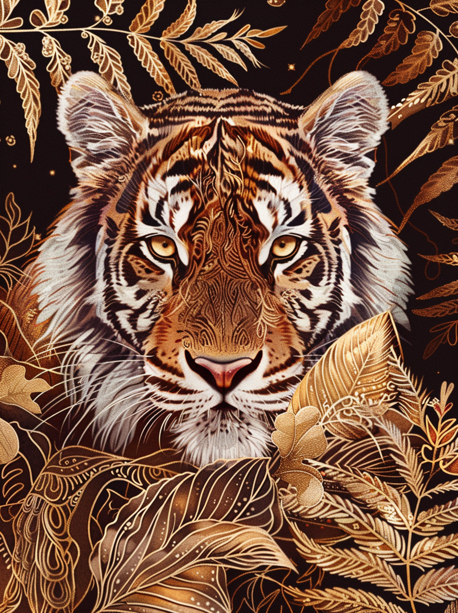 Detailed Nose Golden Tiger Diamond Art Kit
