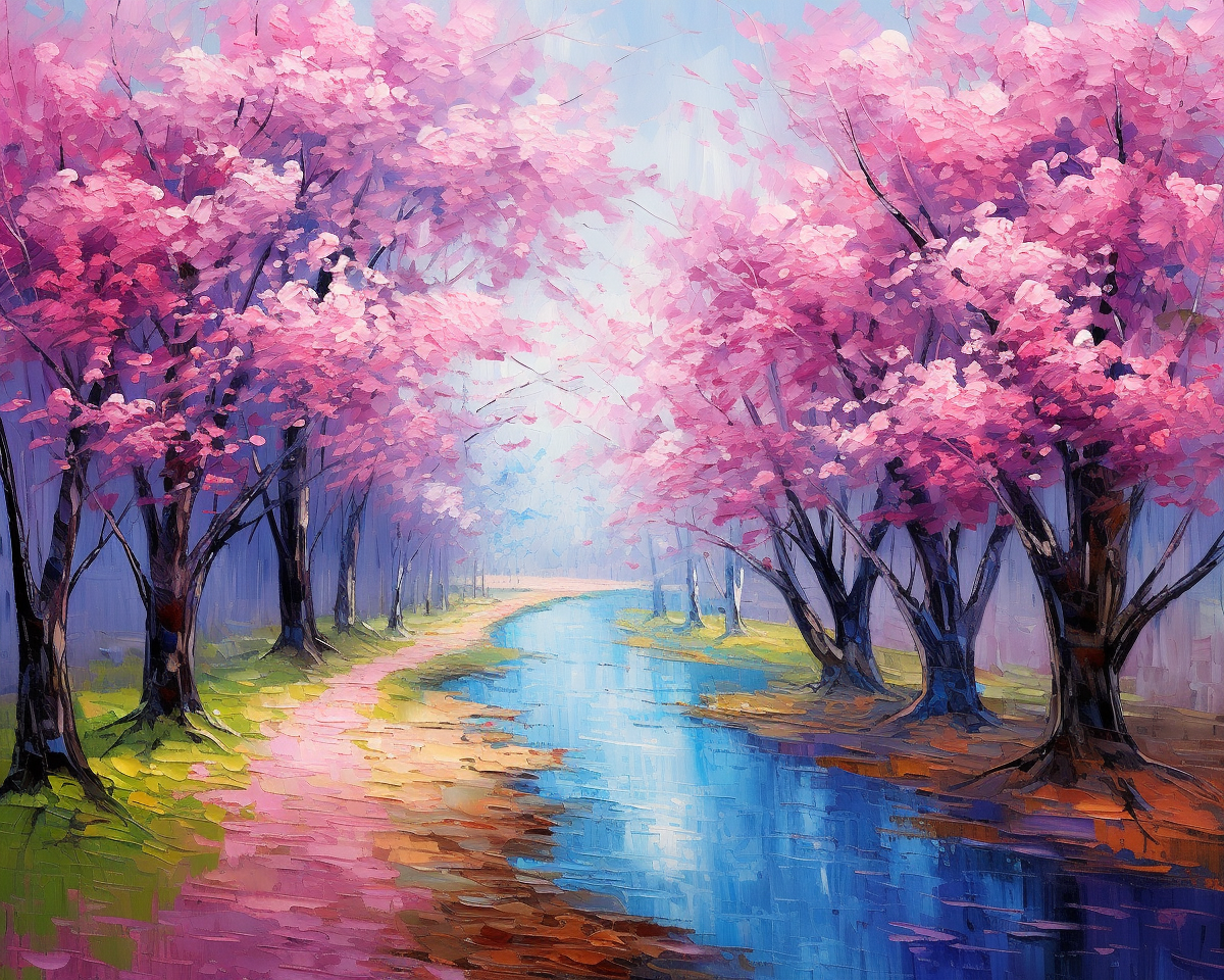 Colorful Groundcherry Blossom Trees Diamond Art Kit