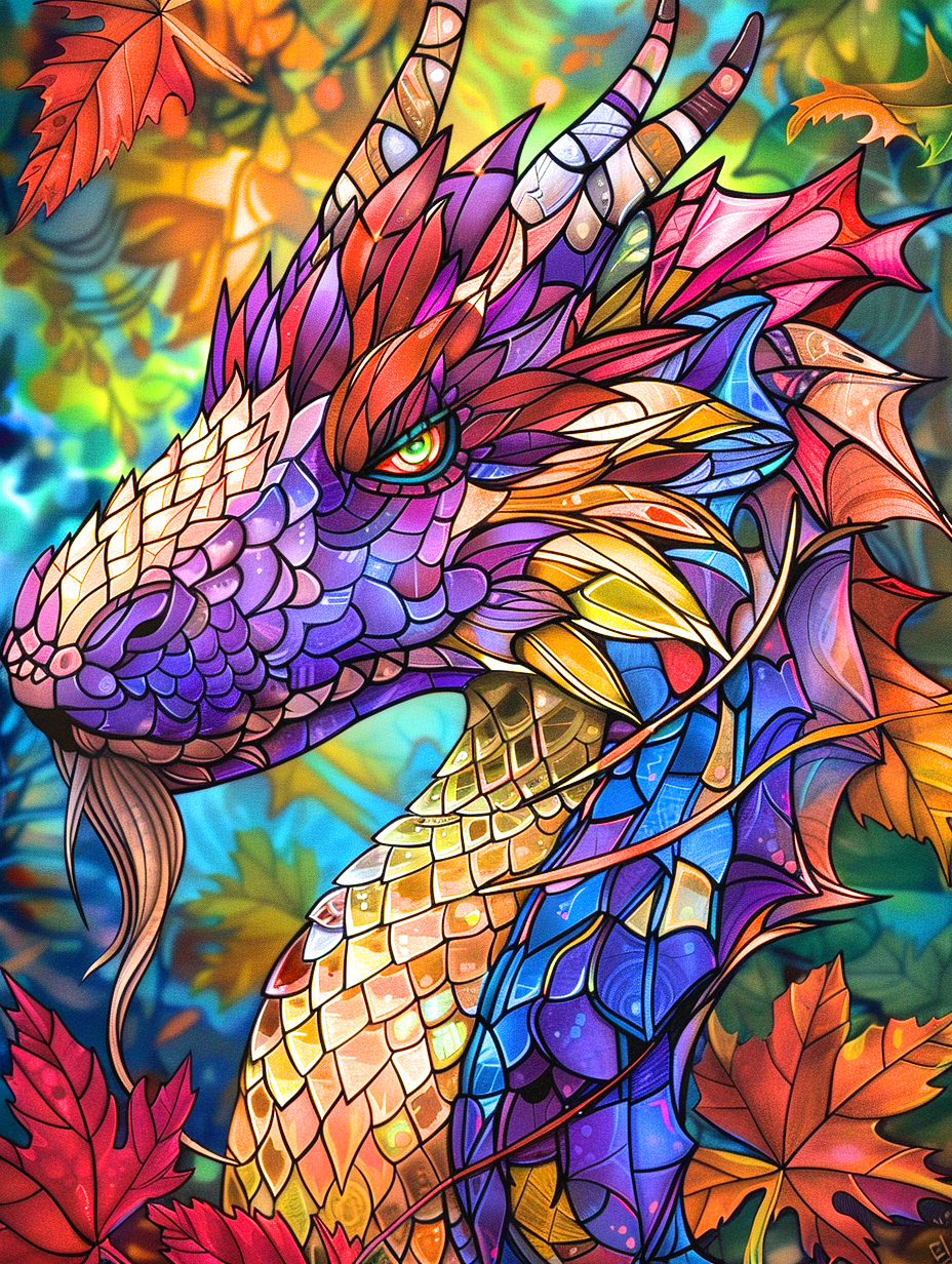 Purple Yellow Scale Abstract Dragon Diamond Art Kit