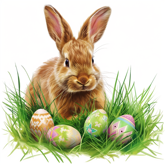 Brown Bunny Easter Eggs Diamond Art Kit