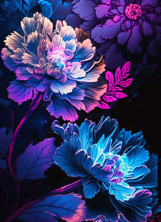 Bright Blue Purple Peonies Diamond Art Kit