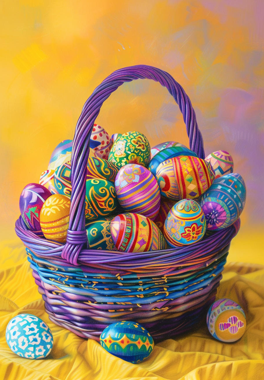 Overflowing Easter Basket Of Eggs Diamond Art Kit