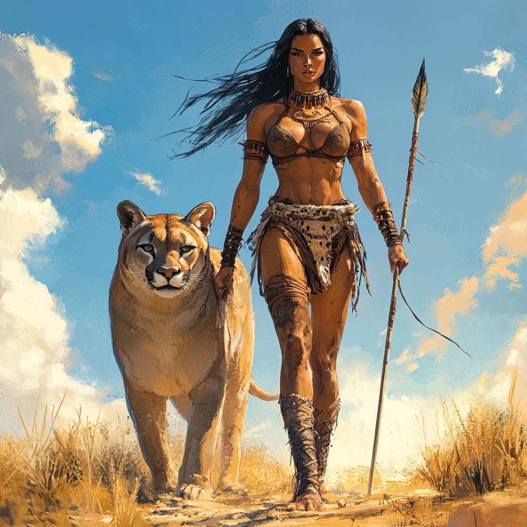 Blue Sky Warrior Woman Cat Diamond Art Kit